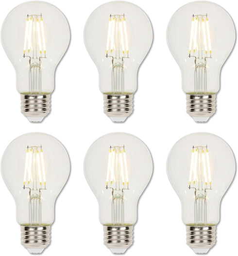 Westinghouse 5257020 4.5 Watt A19 Dimmable Clear Filament LED Light Bulb, Medium Base, 6 Pack