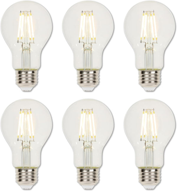 Westinghouse 5257020 4.5 Watt A19 Dimmable Clear Filament LED Light Bulb, Medium Base, 6 Pack
