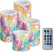 Cozeyat Pink Marble Dasiy Battery Operated LED Candles Set of 4 Flameless Pillar
