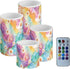Cozeyat Pink Marble Dasiy Battery Operated LED Candles Set of 4 Flameless Pillar