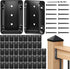 4pcs Deck Railing Bracket Connectors for 2 4 Deck Railing Wood Post, with Coated Screws and Drill Bit