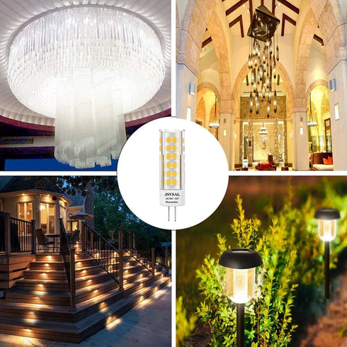 G4 Bulb Dimmable,Soft 3000K,Bi-pin T3 12V AC/DC,60-70W Path,4-Pack LED Warm White JC Type Halogen Replacement