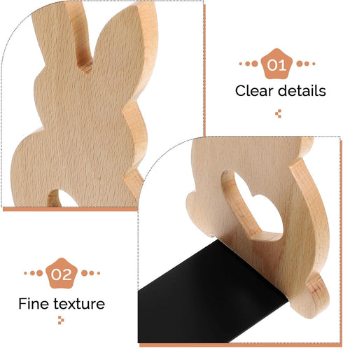 Charming Wooden Bunny Bookends for Desk Cute Rabbit Design Book Holder Shelf Organizer Compact Desk and Shelf Storage