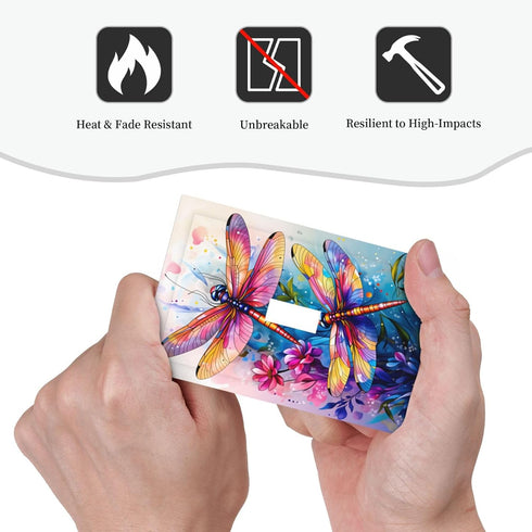 haigof 1 3 5 Inch Colorful Dragonfly Art Light Switch Cover Wall Plate Gang Single Plates Print Faceplate Home Decor X