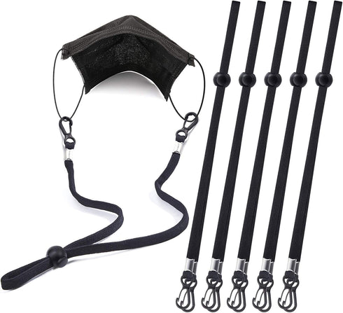 SHINKODA Adjustable Extra Long Mask Lanyard Neck Strap Hanger/Holder, Elastic Rope with Double Clips & Snap Button,
