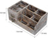Liry Products Rustic Torched Wooden Desktop Organizer, Dark Brown Tabletop Storage Cabinet with 2 Tier Drawers