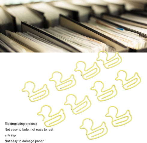Duck Paper Clips 100pcs, Cute Yellow Duckling Design for Organizing Office School Paper Files
