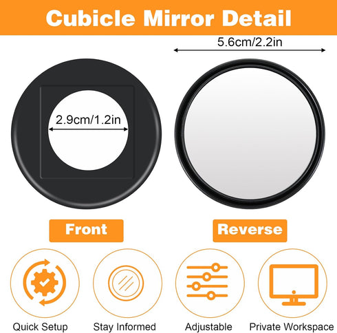 Quilax 4Pack 2Stick-On Office Desk Mirror, Adjustable Desk Mirror Office Cubicle, Monitor Mirrors to See Behind You