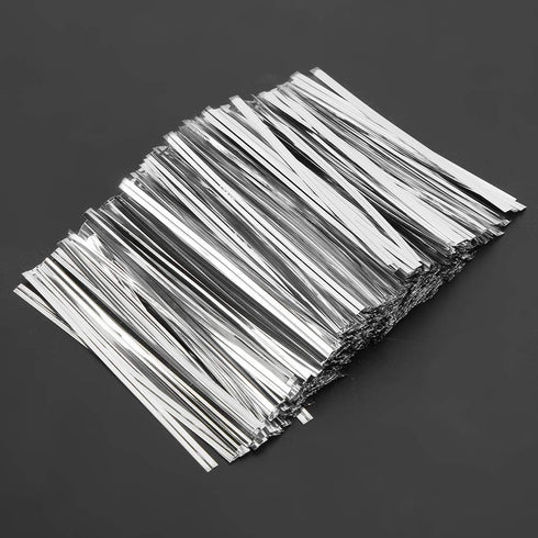 Saluaqui 3200PCS 10cm Packaging 4 Pack (10cm/3200 Colored Ties Ties Butt Silver PET for Bread Bakery Secure Sealing