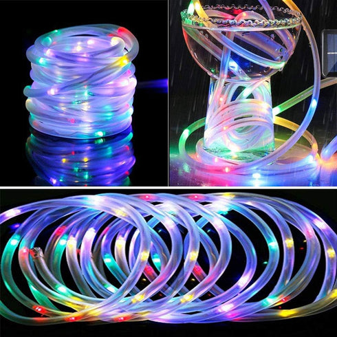 XUNATA Solar String Lights, 23FT 50 LED Outdoor Lighting Rope, Waterproof Copper Wire, 8 Modes for Home Garden Patio