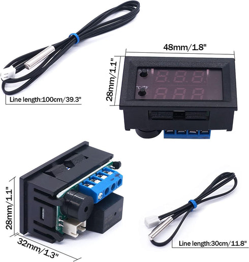 Twidec/DC 12V Programmable Temperature Controller -50 to 110 ? Red/Blue LED Display Heating/Cooling Thermostat with NTC