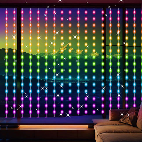 KBG (8Ft 6Ft) Smart Curtain Lights RGB Color Changing Christmas Curtain Lights, USB Powered with Remote/APP Control