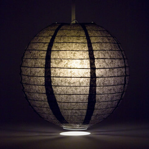(20-Inch, Luna Bazaar Paper Lantern Parallel Style Ribbed, Black) - Rice Paper Chinese/Japanese Hanging Decoration