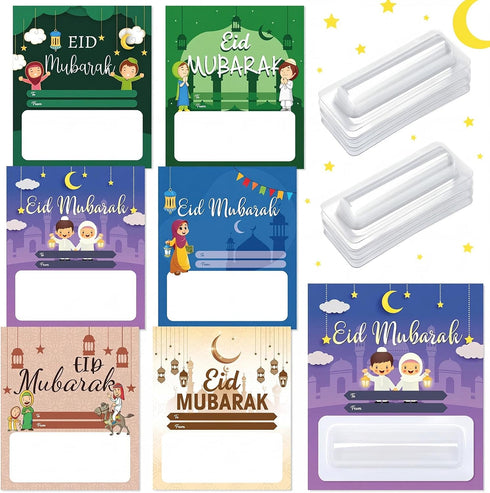 Trandraft 24 Sets 24 24 Eid Mubarak Money Holder Eid Kid Gifts Pcs Eid Mubarak Ramadan Greeting Card Pcs Plastic DIY