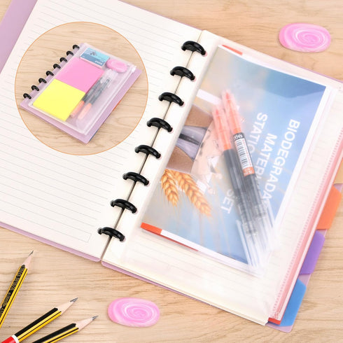 Eagle Plastic Index 5-Tab Dividers, Junior Size Discbound Tab Dividers with 1 Plastic Zipper Bag for Planners or