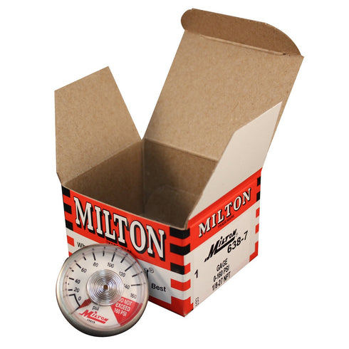 Milton Center Back Mount Pressure Gauge 638-7, 0-160 PSI Pressure Range, 1/8" Male NPT, Great with Compressors, Regulators, Air Lines, Pneumatics Tools and Equipment
