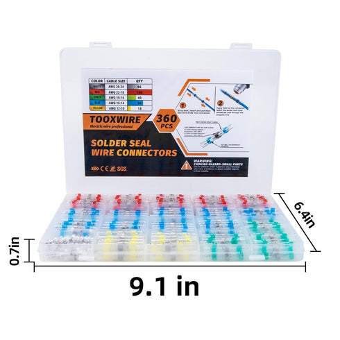 360PCS Solder Seal Wire Connectors, Heat Shrink Self Stick Solderless for Marine Automotive