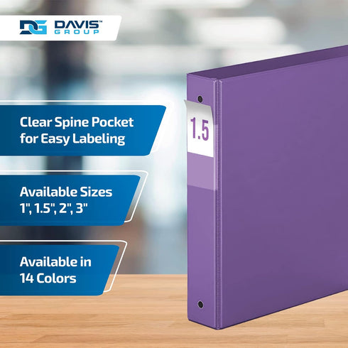 Premium Economy 1.5-Inch Binders, 3-Ring Binders for School, Office, or Home, Pack of 6, Round Ring, Purple