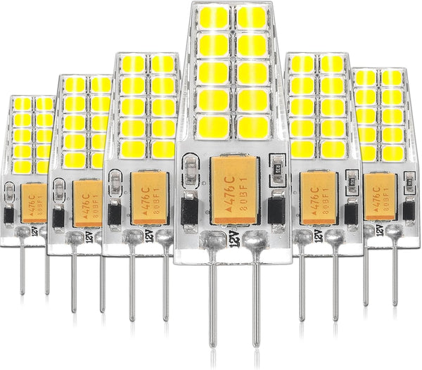 6 Pack G4 LED Bulb 12V AC/DC 2.5W Equivalent 30W T3 Bi-Pin