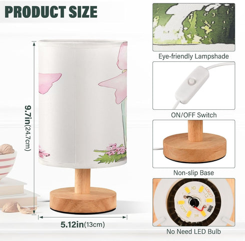 LFICRTAN Table LED Lamps Watercolor Cute Pickle Jar Bedroom Night Light Bedside Lamps with USB Ports Nightstand Lamps