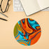 Vivid Modern Southwest Abstract Mouse Pad, Turquoise Orange Swirls, Non-Slip Rubber Base, 8.7 x 8.7 Inches