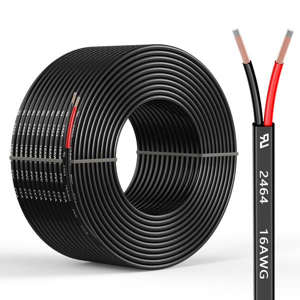 Mziklr 16 Gauge 2 Conductors 50FT Electrical Wire, Flexible Low Voltage PVC Copper