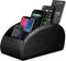 SITHON Remote Control Holder with 5 Compartments, PU Leather Remote Caddy Desktop Organizer for TV, Media Players, Black