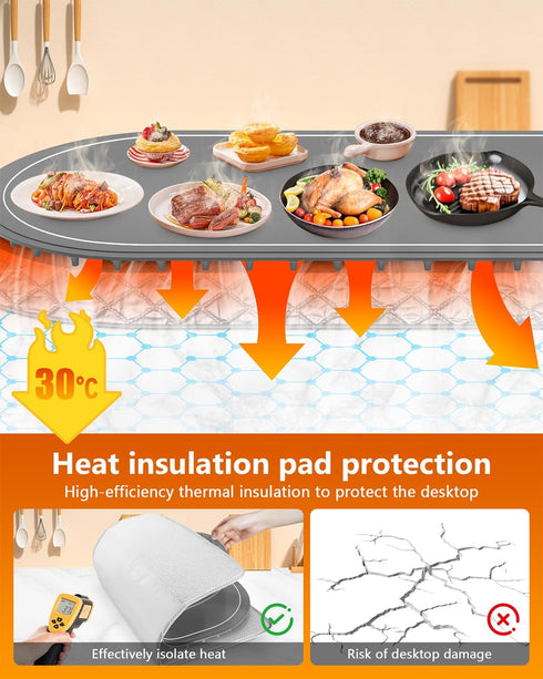 36"x15" Warming Mat for Food Extra Large, Food Warming Mat with Heat Insulation Pad, Silicone Heating Mat for Food