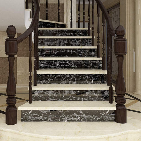 Livelynine Peel and Stick Countertop Contact Paper, Waterproof Black Marble Wallpaper for Furniture and Cabinet Covers
