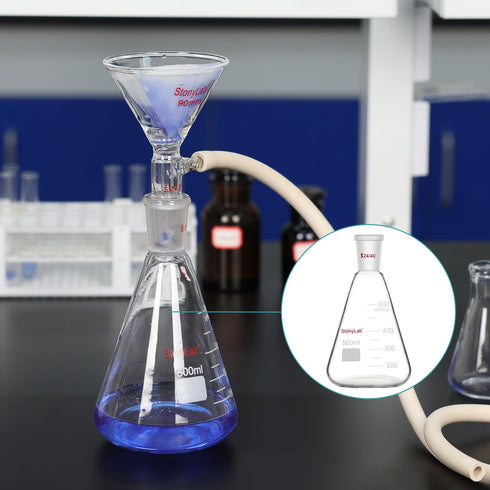 stonylab Glass 24/40 Erlenmeyer Flask with Stopper, 1000 ml Borosilicate Glass Heavy Wall Flask