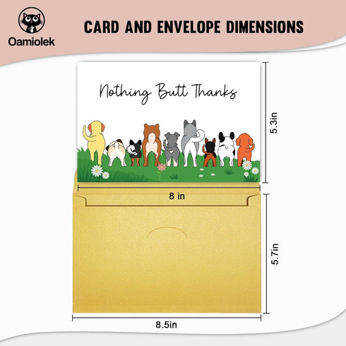 Oamiolek Funny Dog Thank You Card for Dog Owner, Cute Dog Appreciation Card for Him Her, Humor Dog Thanks Card