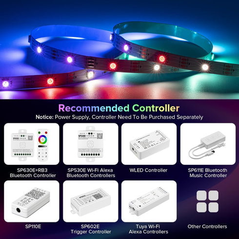 WS2812B 16.4FT/5M 30Pixel/M 150LEDs DC5V SMD5050 Programmable IP30 SEZO LED Strip Light Individual Addressable LED