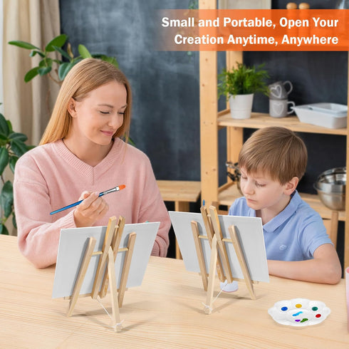 Set 8 11.8In 16 8X10In Acrylic Paint with PCS Easel & PCS Canvas, Painting Canvas Panel with Easel, Art Canvas Painting