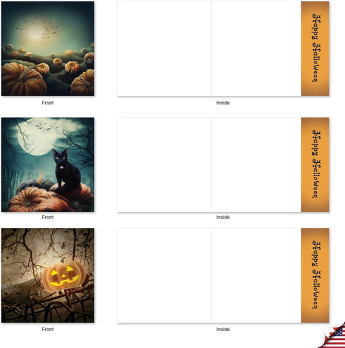 The Best Card Company 10 Assorted Halloween Note Cards (4 x 5.12 Inch) - Fun Spooky Kids Cards, Boxed Set