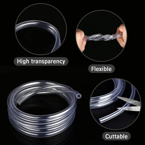10 Feet - 3/8" ID x 1/2" OD Clear Vinyl Tubing, Flexible PVC Plastic Hose, BPA Free and Non Toxic