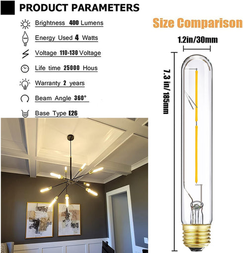 Dimmable E26 Bulb 4W 40 Bulbs 30000K E26 Bulb AC120V 400lm T9 T10 Bulb E26 Bulbs 4Pack Leools LED Equal Watt Light Soft