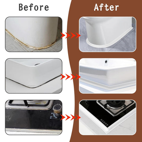 Caulk Tape Sealant Strip, 3 Rolls White Waterproof Self Adhesive for Bathroom and Toilet