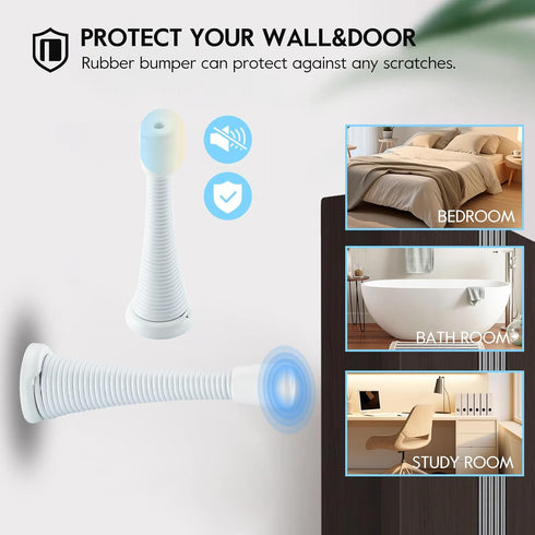 HOME MASTER HARDWARE 12 Pack Door Stoppers, White Rubber Door Draft Stopper for Bottom of Door, Heavy Duty Flexible