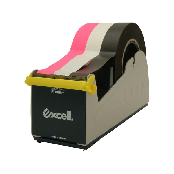 excell EX-17/3P Steel Desk Top Tape Dispenser, 3" Wide with Padded Foam Base, Blue/Grey
