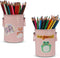 Pen Holder Cup for Desk, 2 Pack (Pink) with 60 Pcs Cute Animal & 50 Pcs Inspirational Stickers, Metal Marker Organizer