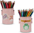 Pen Holder Cup for Desk, 2 Pack (Pink) with 60 Pcs Cute Animal & 50 Pcs Inspirational Stickers, Metal Marker Organizer
