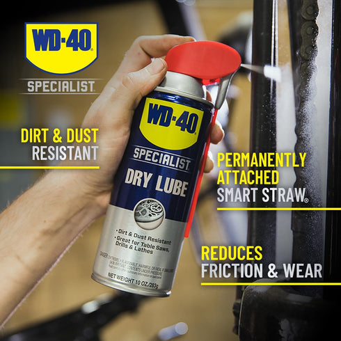 WD-40 10 Oz., Pack Specialist Dry Lube with Smart Straw, Lubricant for Corrosion Protection on Table Saws, Drills