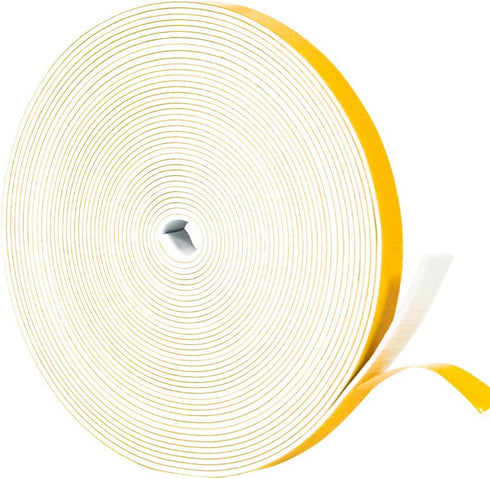 Yotache White Thin Weather Stripping 1/2" x 1/16, Foam Gasket Seal Tape for Window, Sliding Door Jamb, 33 Feet Long