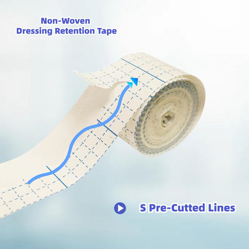 NBLEISHI Tape,3InchesX11Yards,Gentle CarePack 2Rolls Non-Woven Dressing Retention Adhesive Bandage, Hypoallergenic