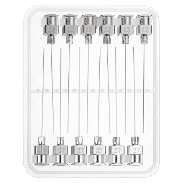 PATIKIL 27Ga x 1.5 Inch Stainless Steel Dispensing Needle Tips, 12Pcs Blunt Tips Luer Lock for Thick Glue Ink Lab