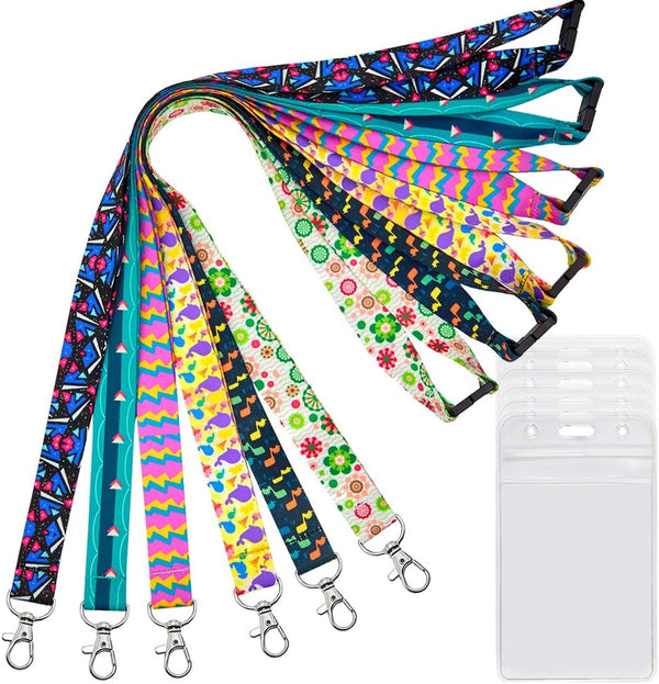 YOUOWO 6 Pack Lanyards with ID Badge Holder, Vertical for Cruise Keys, Breakaway Safety Quick Release