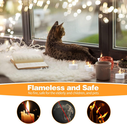 LED Tea Lights, 24 Pack Warm White Flickering Flameless Tea Lights, Battery Operated for Decoration (Last 200H+)
