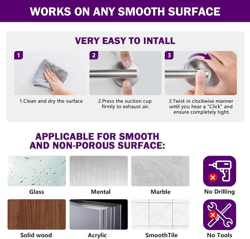 1 Pack JOMOLA Stainless Steel Toilet Paper Holder, Suction Cup Bathroom Tissue Roll Paper Towel Holder, No Drill Wall