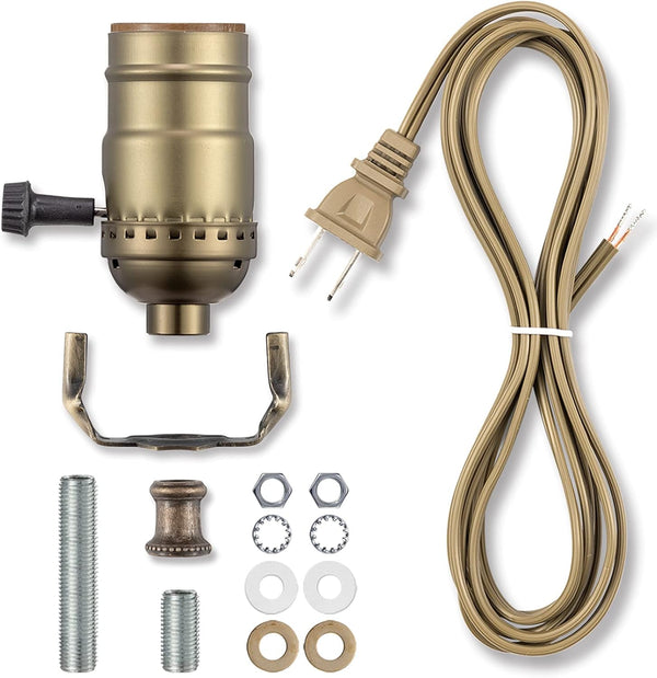 Qc Lamp Making Kit - Lamp Parts for Repair, Replacement, or Rewire Table and Floor Lamps, 3 Way Socket, 12 Foot