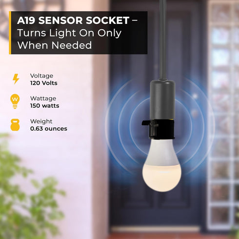 Bulb Touch & Glow - Dusk-to-Dawn Photocell Light Control - Automatic Light Sensor Socket - Outdoor Socket - Energy